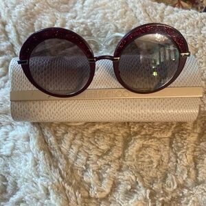 Jimmy Choo Glittery Red Sunglasses with White Case